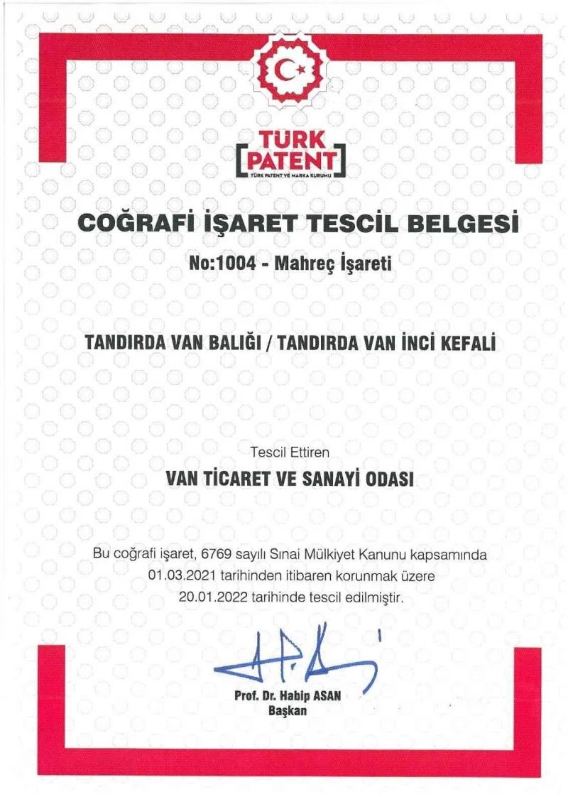 “Tandırda Van Balığı” tescillendi
