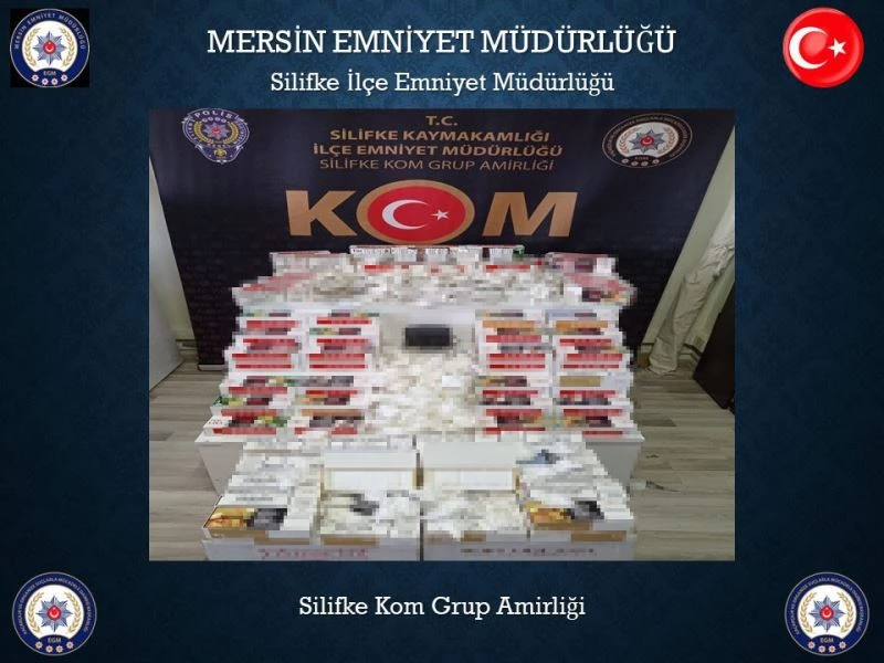 Mersin’de 37 bin adet sahte bandrollü makaron ele geçirildi
