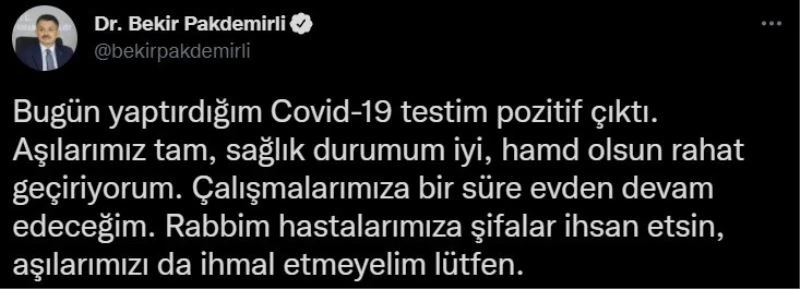 Tarım ve Orman Bakanı Pakdemirli Covid-19’a yakalandı

