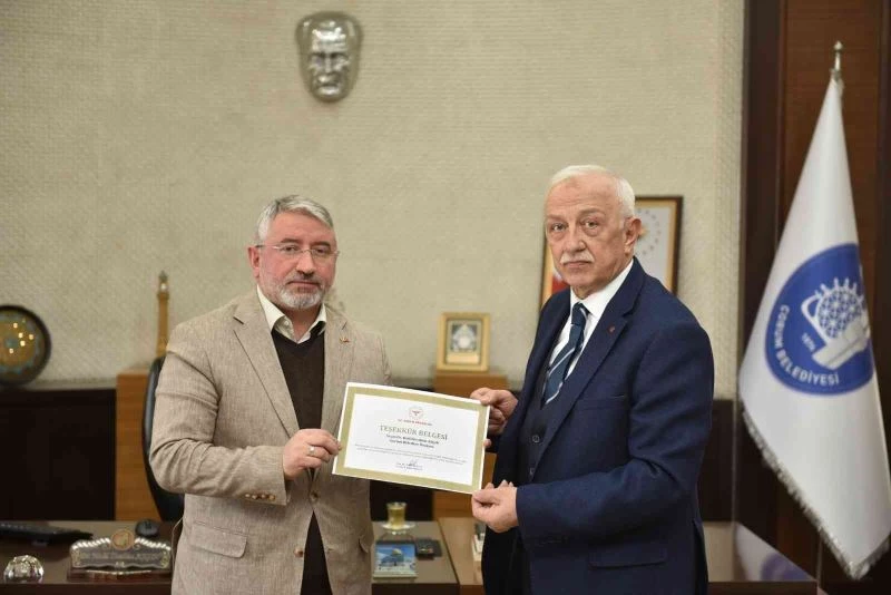 İl Sağlık Müdürü Sobacı’dan başkan Aşgın’a teşekkür belgesi
