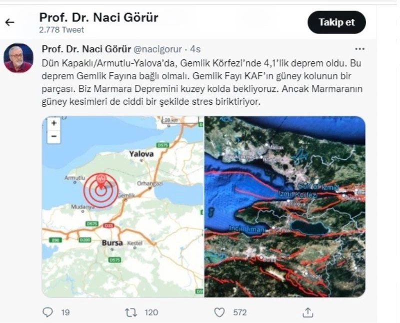 Prof. Dr. Görür Bursa Gemlik Körfezi depremi sonrası uyardı
