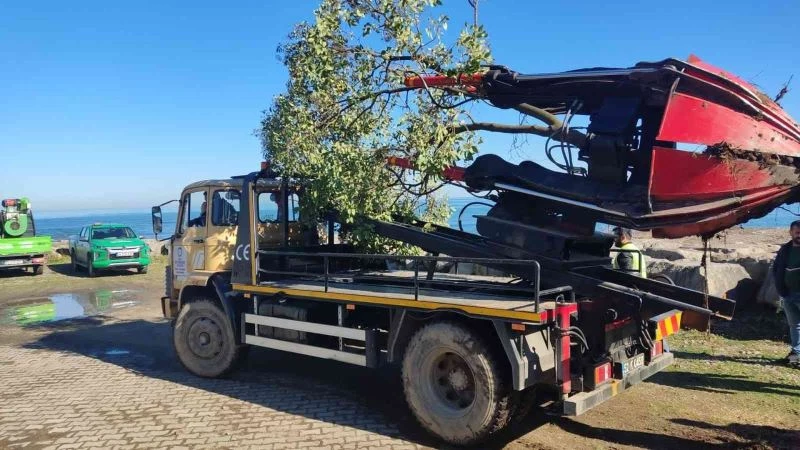 Ordu Büyükşehir ağaç sökme ve dikme makinesini kendi imal etti
