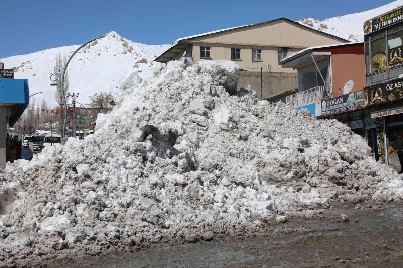 Başkale’de kar yığınları kamyonlarla taşınıyor
