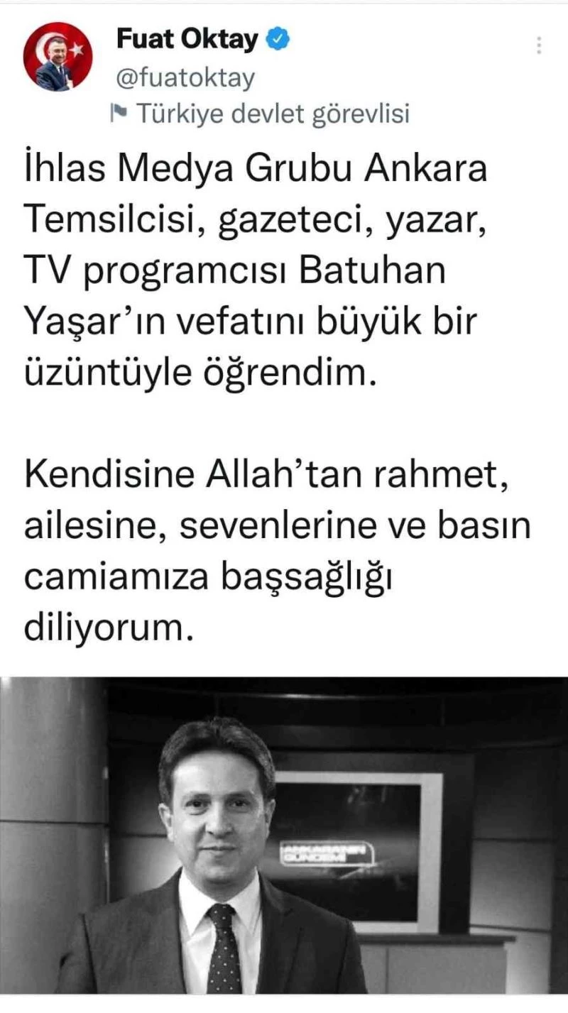 Cumhurbaşkanı Yardımcısı Oktay’dan Batuhan Yaşar için taziye mesajı
