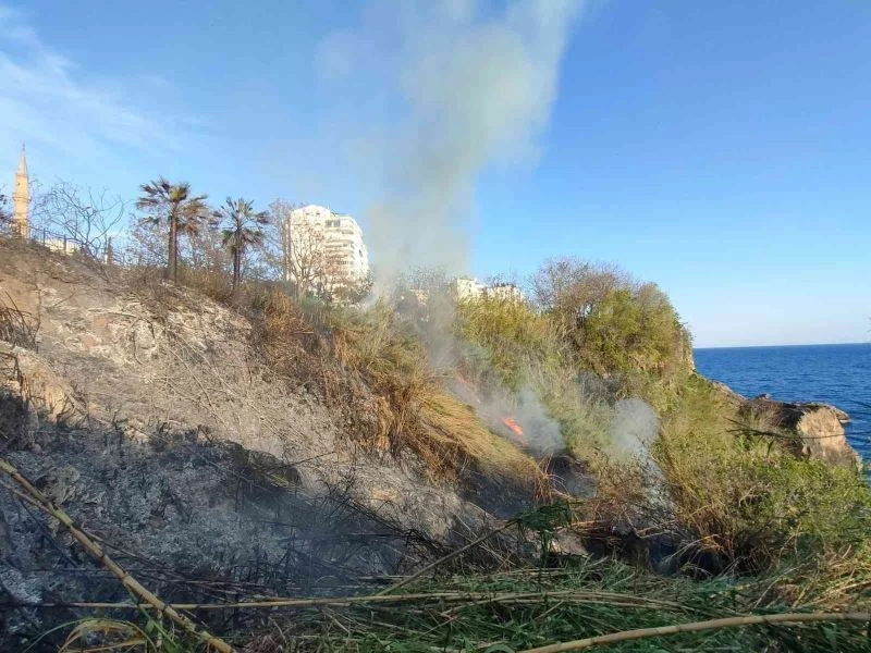 Falezlerde kargılık alandaki yangın korkuttu
