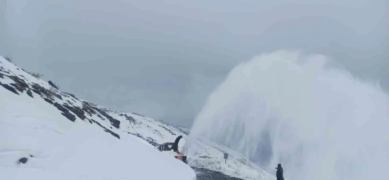 Kar kalınlığının 5 metreyi bulduğu Tanin Tanin Geçidi’nde yollar ulaşıma açık
