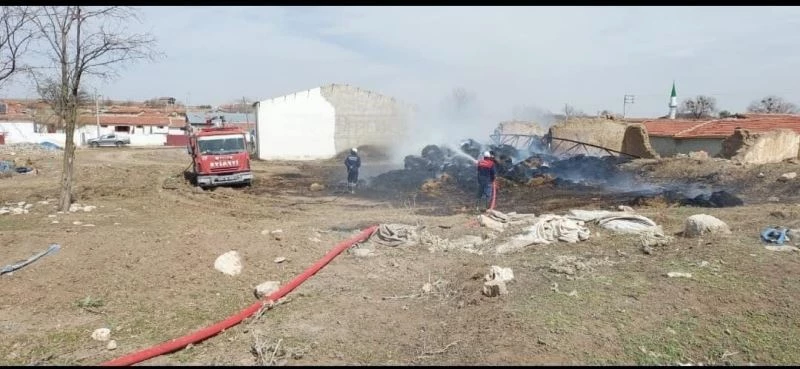 Alevler 100’e yakın saman balyasını küle çevirdi
