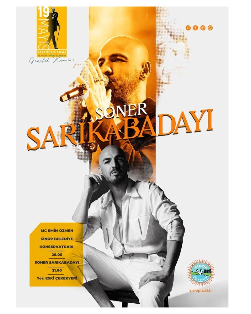 19 Mayıs’ta Soner Sarıkabadayı Sinop’ta konser verecek
