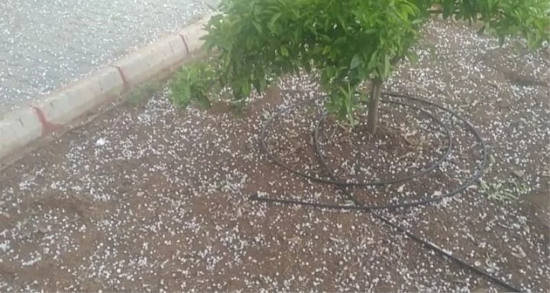 Misket büyüklüğünde dolu yağdı
