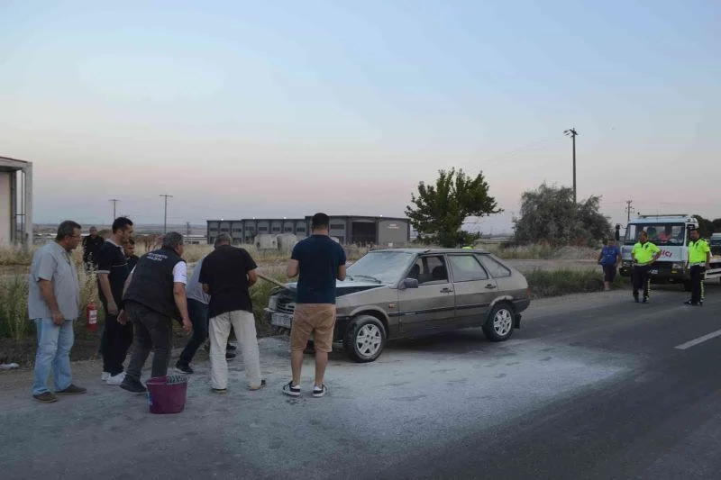 Tamirden çıkan LPG’li otomobil alev alev yandı
