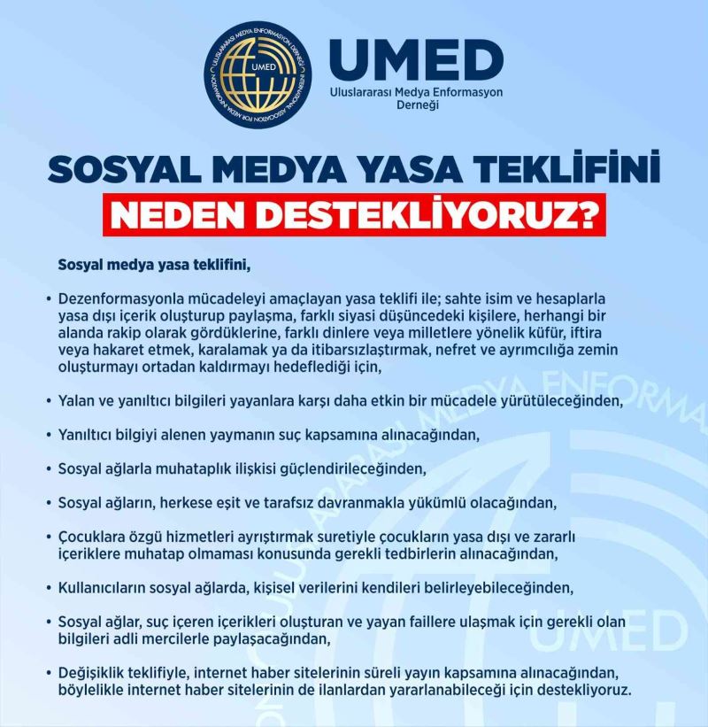 UMED, sosyal medya yasa teklifini neden desteklerini açıkladı

