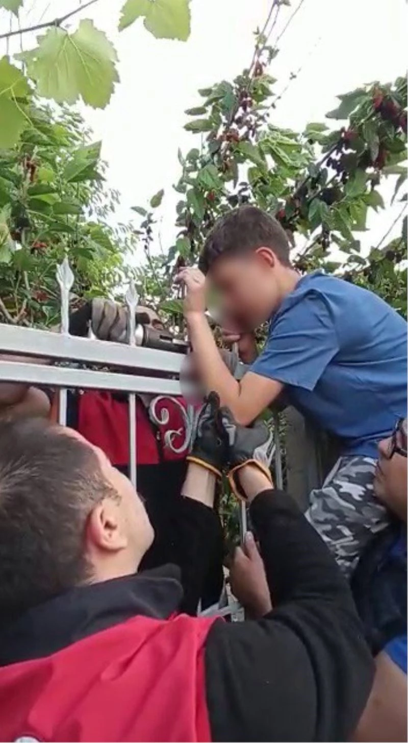 Dut toplamak isteyen çocuğun eline korkuluk demiri saplandı
