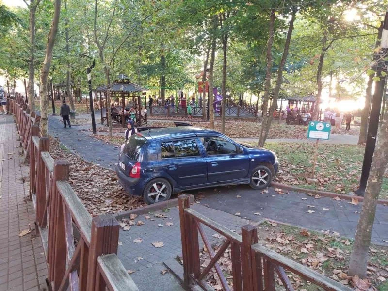 Fren yerine gaza basınca çocuk parkına girdi
