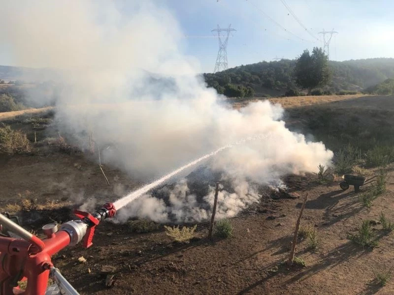 Genç ilçesindeki yangın, ormana sıçramadan söndürdü
