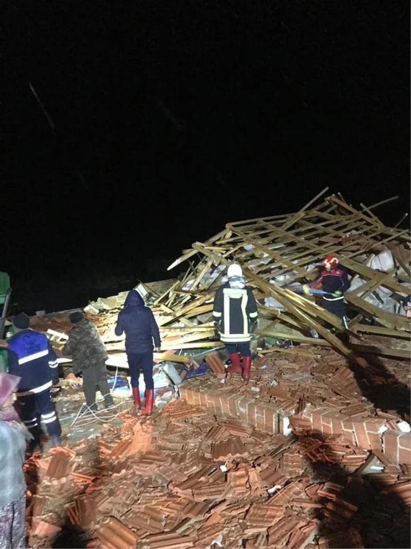 Çatısı çöken ahırda 30’a yakın küçükbaş hayvan telef oldu
