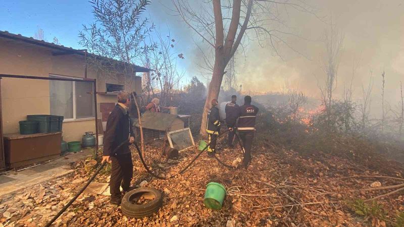 Antalya’da evleri tehdit eden sazlık yangını

