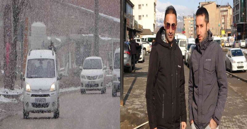 Yüksekova’da vatandaşları şaşırtan anlık görüntü, kar yağışıyla gelen güneşli hava
