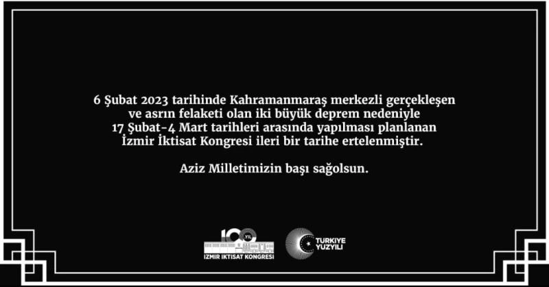 İzmir İktisat Kongresi ileri bir tarihe ertelendi
