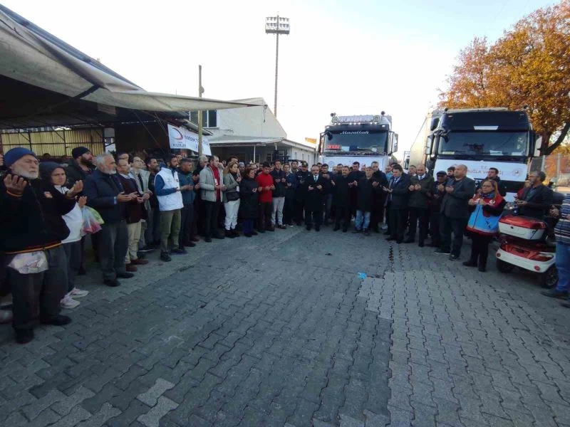 Yardım tırları Fethiye’den dualar eşliğinde gönderildi
