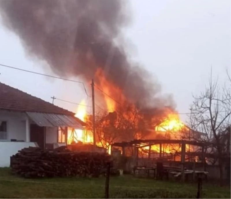 İki katlı ev alev topuna döndü
