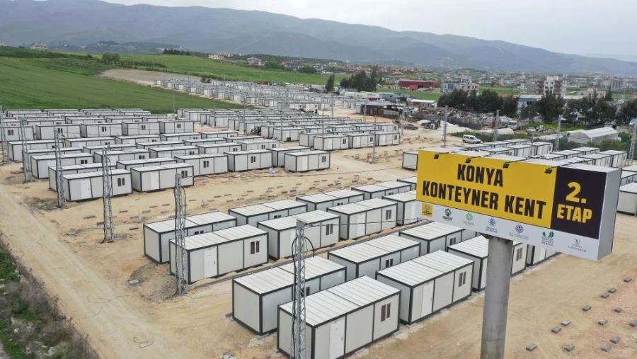 Hatay’daki Konya konteyner kentin ikinci etabı hızla tamamlanıyor