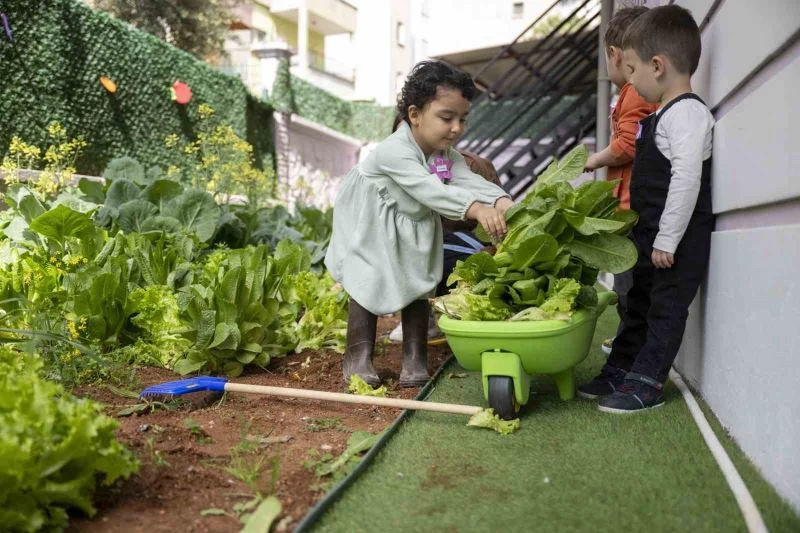 Mersin’de öğrenciler, yetiştirdikleri sebzeleri depremzedelere ikram etti
