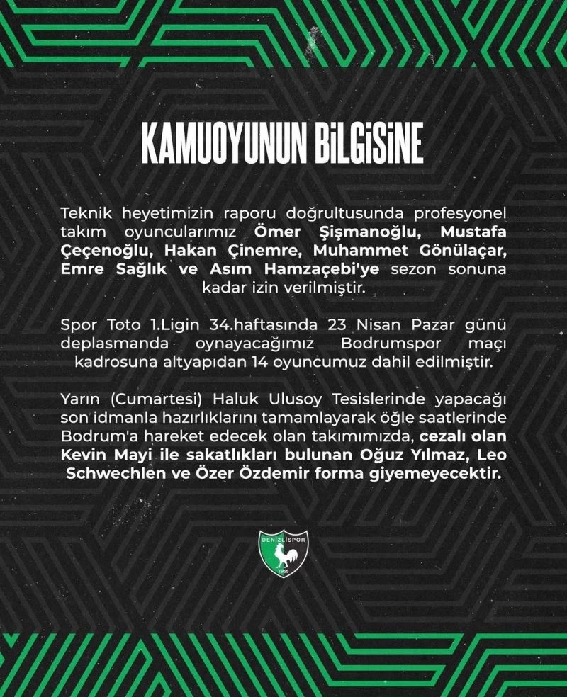 Denizlispor’da oyuncular havlu attı
