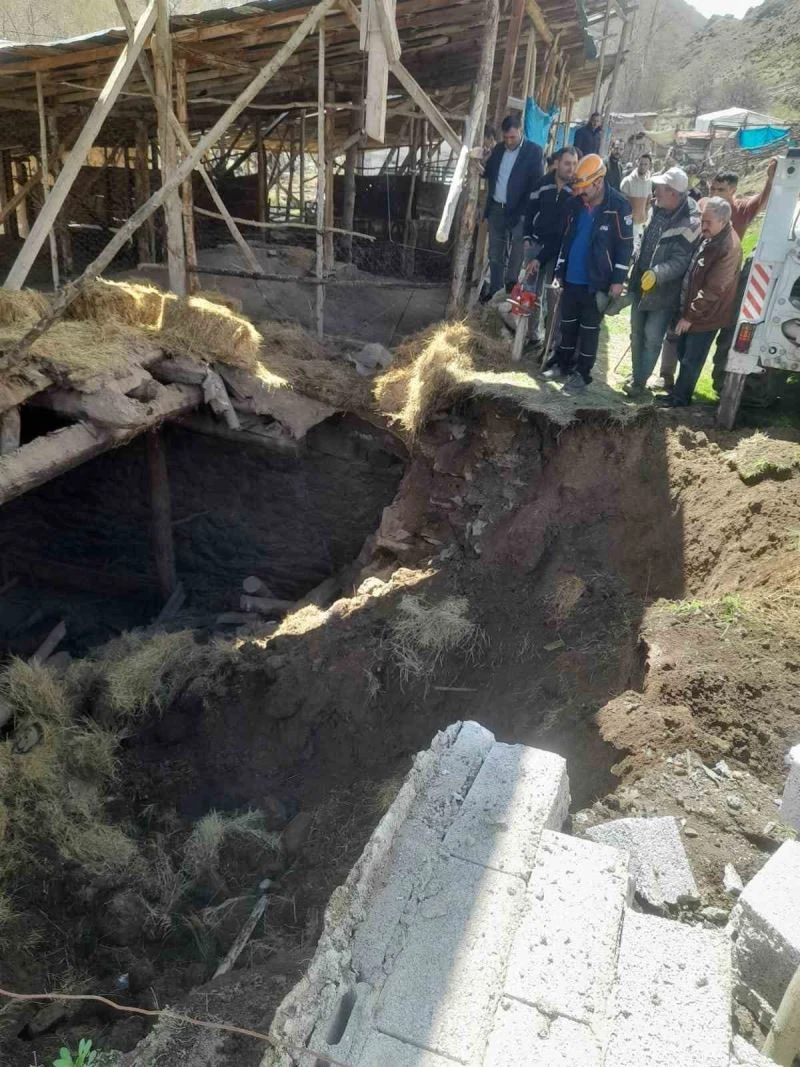 Tortum’da ahır çöktü
