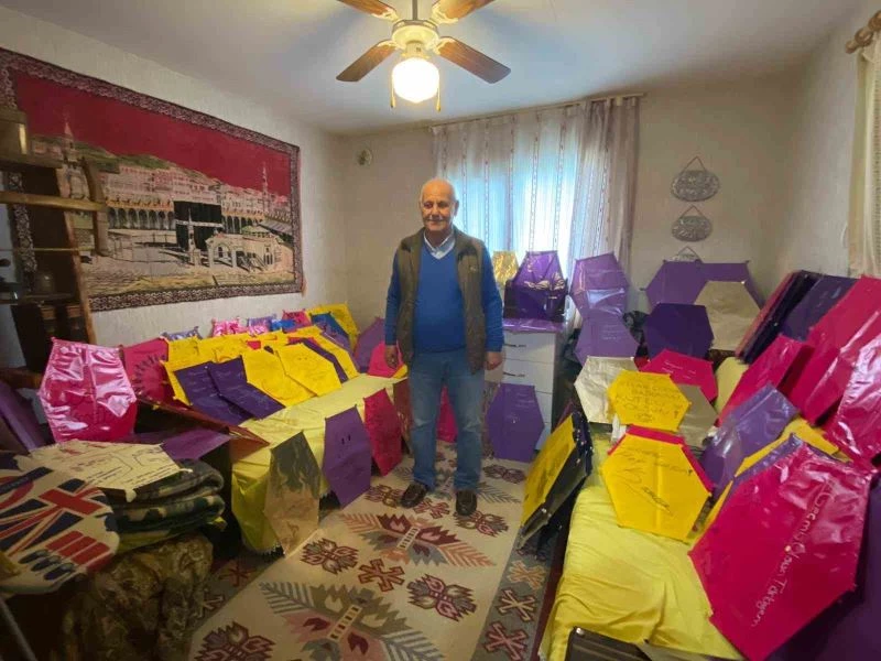 63 yaşındaki polis emeklisi, depremzede çocuklar için 250 uçurtma yaptı
