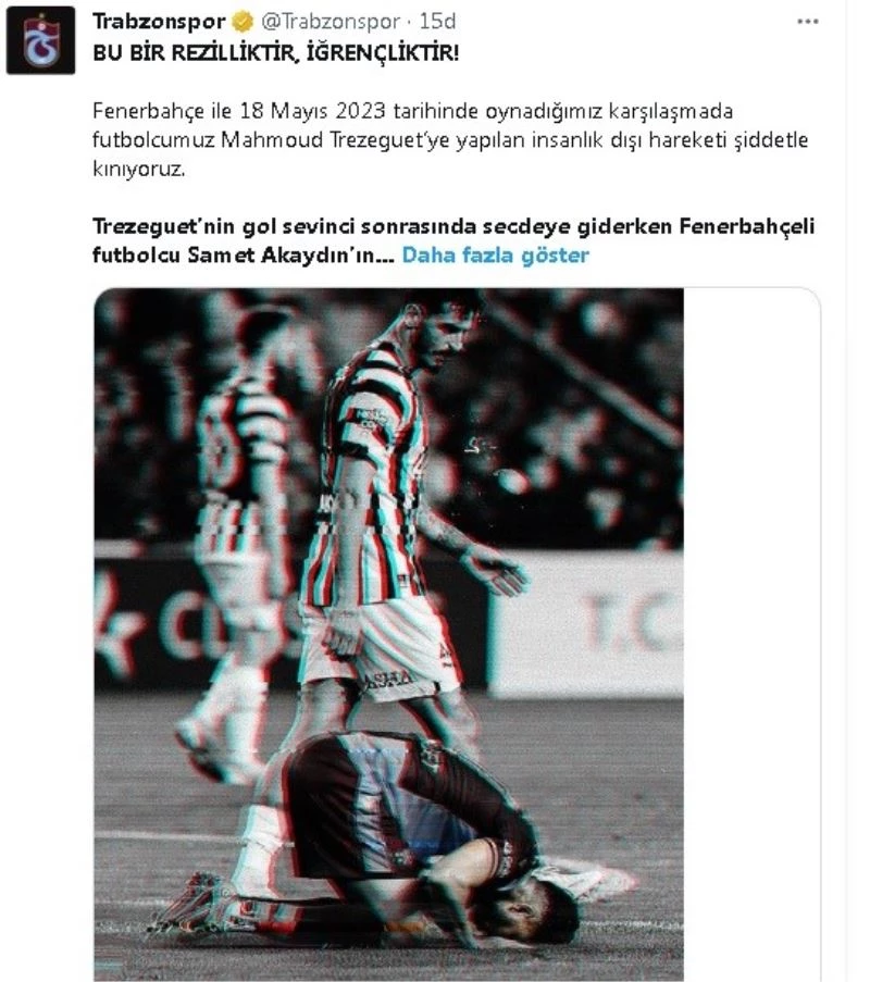 Trabzonspor’dan, Fenerbahçeli savunma oyuncusu Samet Akaydin’e tepki
