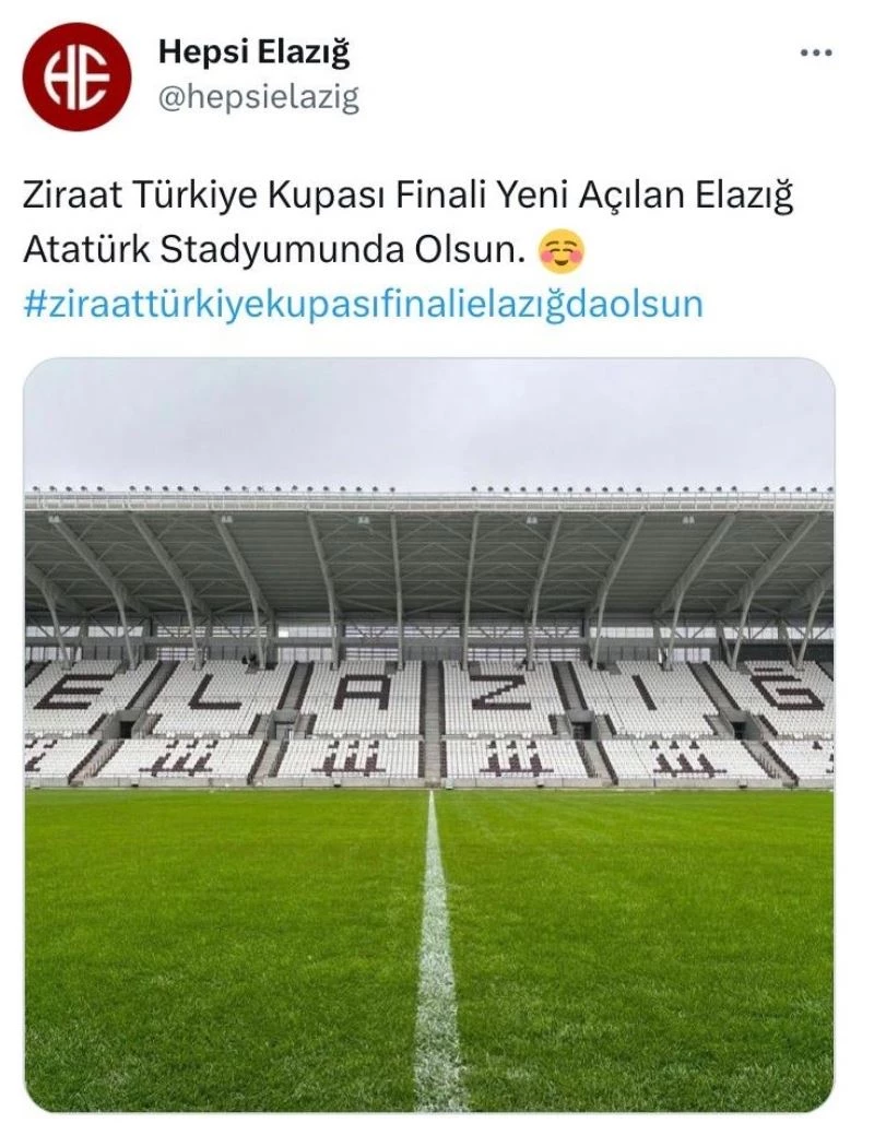Elazığlı taraftarlar, Türkiye Kupası finalinin Elazığ’da oynanması için kampanya başlattı

