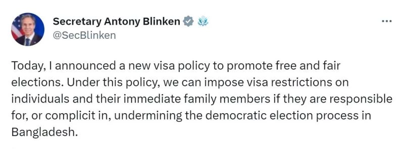 ABD, Bangladeş’te seçimlere engel olan kişilere vize vermeyecek
