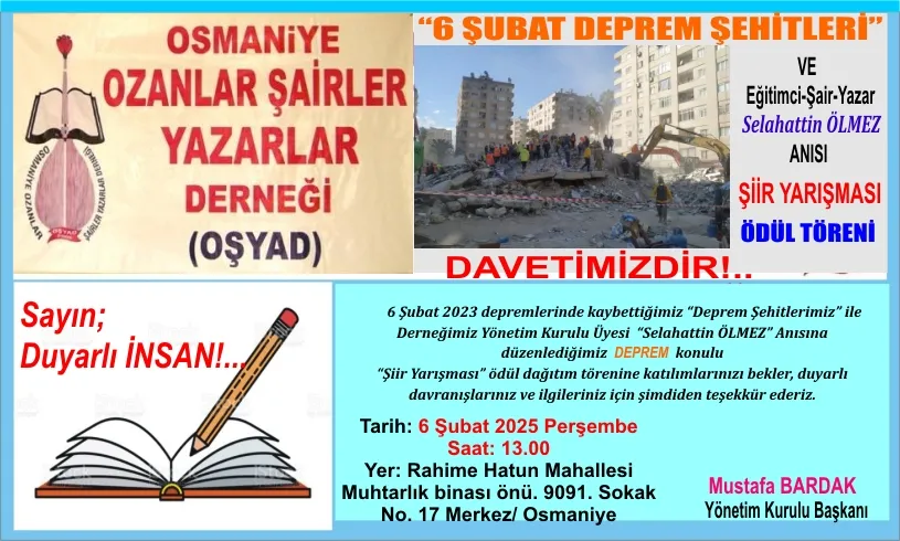 6 Şubat Anısına Düzenlenen “Şiir Yarışması” Sonuçlandı