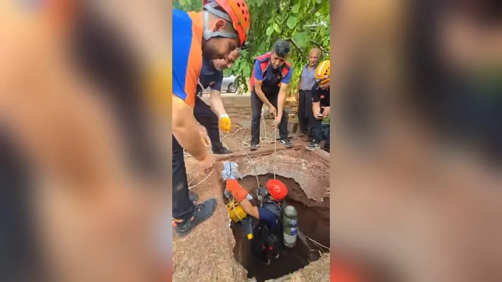 Osmaniye’de su kuyusuna düşen kedi itfaiye ekiplerince kurtarıldı