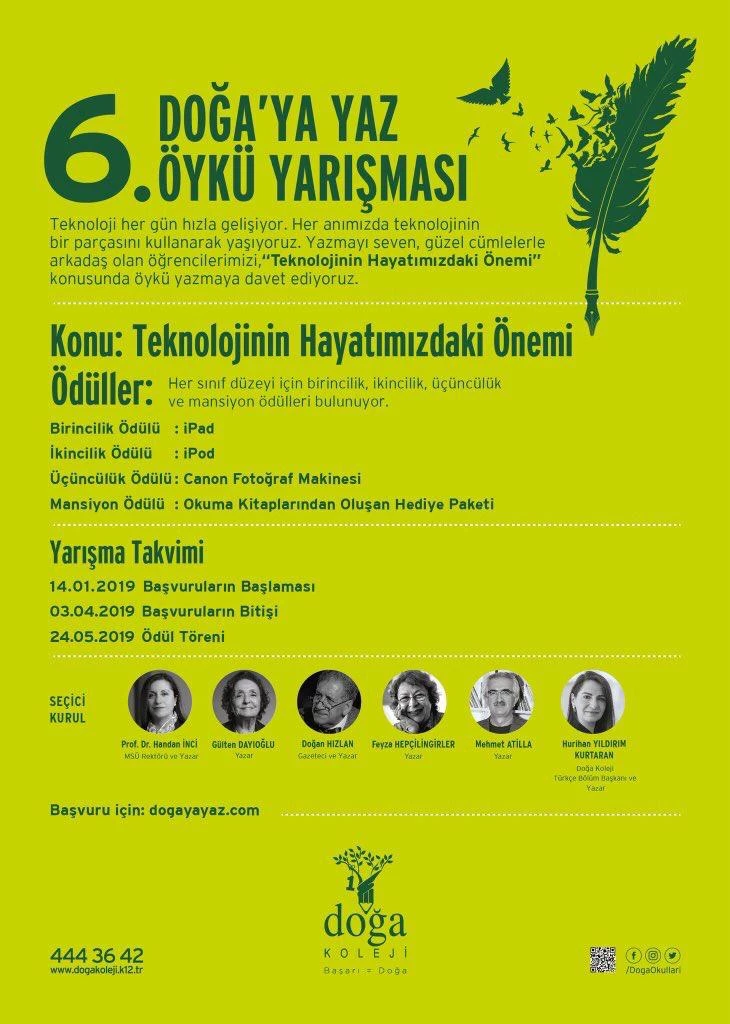 Doğa Koleji Türkiye Geneli 6. Öykü Yarışması İçin Başvurular Başladı