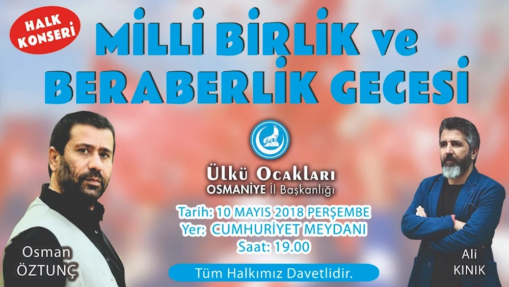 Osmaniye Ülkü Ocaklarından konsere etkinliği